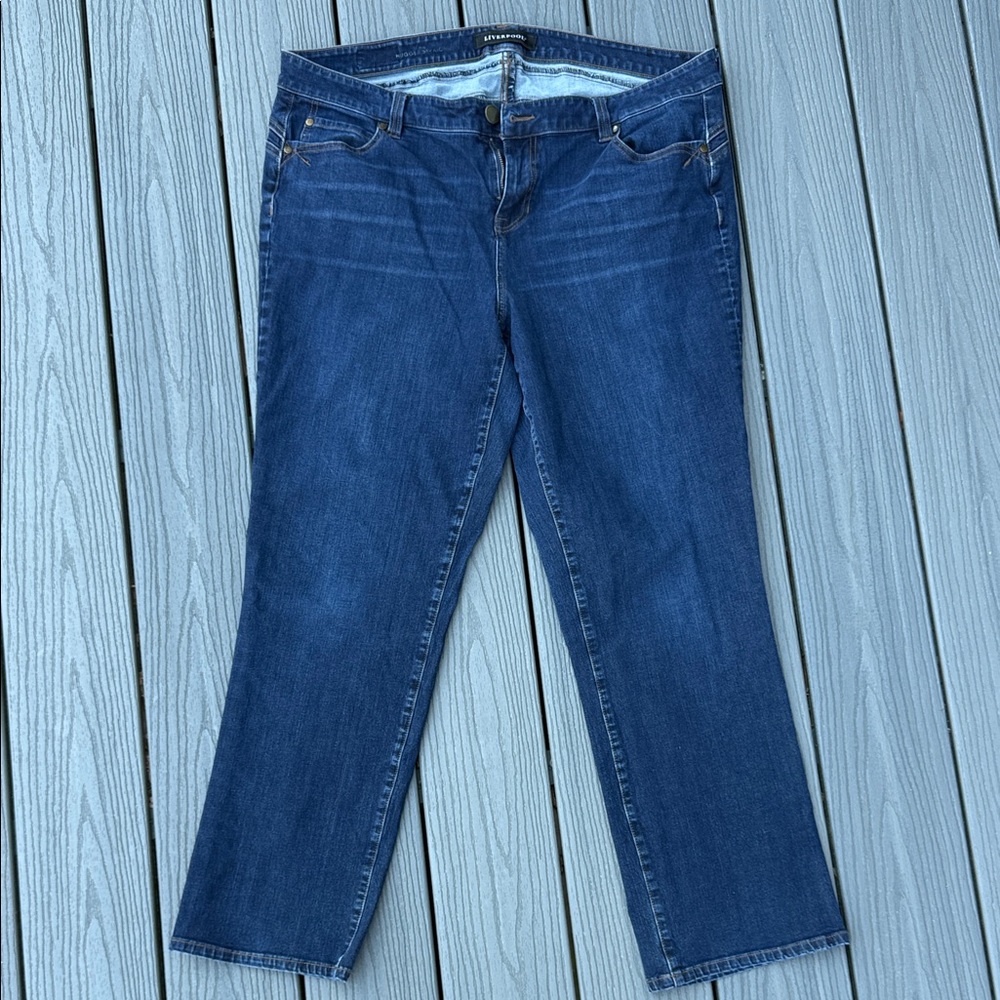 Liverpool Jeans Company Women's Straight Leg Dark Indigo Jeans